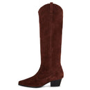 Women Knee-High Boots Autumn Winter Thick High Heels Real Leather Shoes