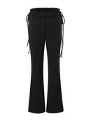 Women Autumn Streetwear Style Low Waist Flared Pants Chic Elastic Waist Long Pant Casual Trousers
