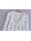 Printed Knitted Cardigan Sweater Women Autumn Winter New Fashion Casual Loose V-Neck Long-Sleeved Short Sweater Coat