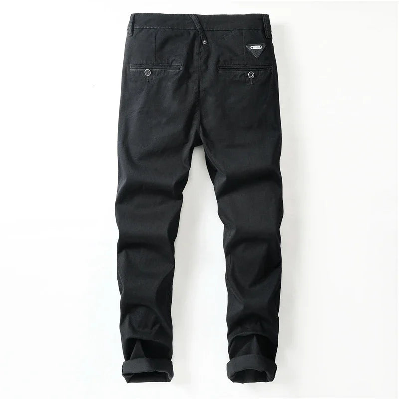 Men's Casual Pants Stretch Cotton Regular Straight Pockets Designer Trousers