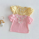Baby Lace Collar T-shirt Summer Girls Version Bubble Sleeve Top Cute Floral Skirt