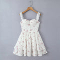 Summer Women Floral Mini Dress Hem Ruffle Holiday Dresses