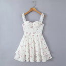 Summer Women Floral Mini Dress Hem Ruffle Holiday Dresses