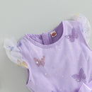 Kids Clothing Toddler Girl Summer Dress Casual Fly Sleeve Butterfly Mesh Tulle Dress Children A-Line Dress with Belt