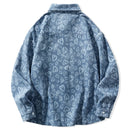 Autumn and winter washed denim shirts for couples long sleeved loose casual shirt jacket for men