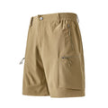 Beige shorts with zippers on a white background, Obroi