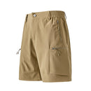 Beige shorts with zippers on a white background, Obroi