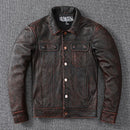 Leather jacket pure had layer leather leather men's stone ground made old American coat