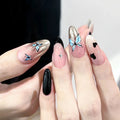 Nails with butterfly designs on a neutral background, Obroi