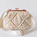 Crochet Crossbody Bag Women Luxury Handmade Knit Shoulder Bag French Purse Evening Clutch