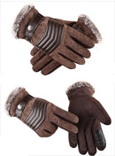 Men Leather Gloves Real Winter Gloves Warm Thick Driving Skiing Men's Gloves