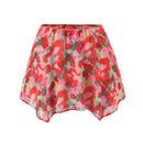 Floral patterned skirt with red and pink colors on a white background, Obroi