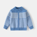 Autumn Baby Boys Knitted Sweater Stripes Mock Neck Zipper Cardigan Coat 3-7Yrs Children's Clothing
