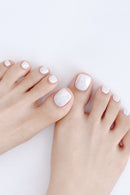 24Pcs Short Square Head Toenails with White Design Press on Nails for Woman Nails Tips