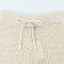 Women Beige Lace Up Knitted Mini Shorts Female Chic Lady Shorts