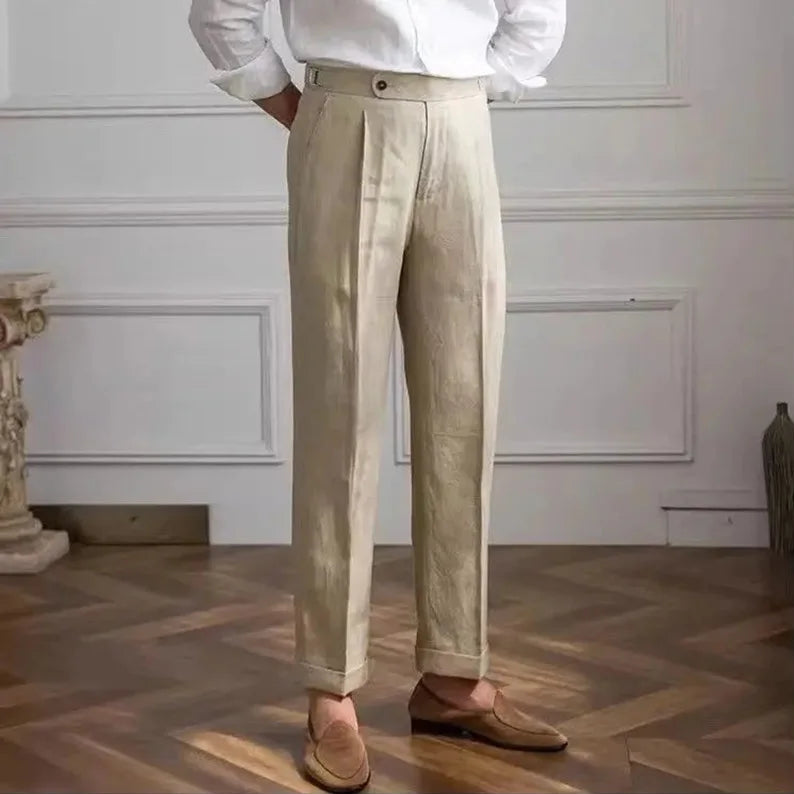 Spring Autumn Men Linen Pants Trousers Lightweight Breathable Casual Pants