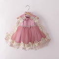 Girls Elegant Dresses Cape Golden Embroidery Child Ceremonial Party Frocks Baby Princess Gown 1-5 Years