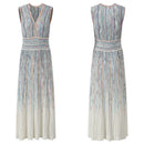 Women's Casual Dresses Summer Elegant Sleeveless Striped Midi Knitted Holiday Party Dress Female