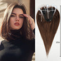 Human Hair Toppers Ombre Light Brown Blonde Middle Part Human Hair Women with Thinning Hair Clip in Toppers