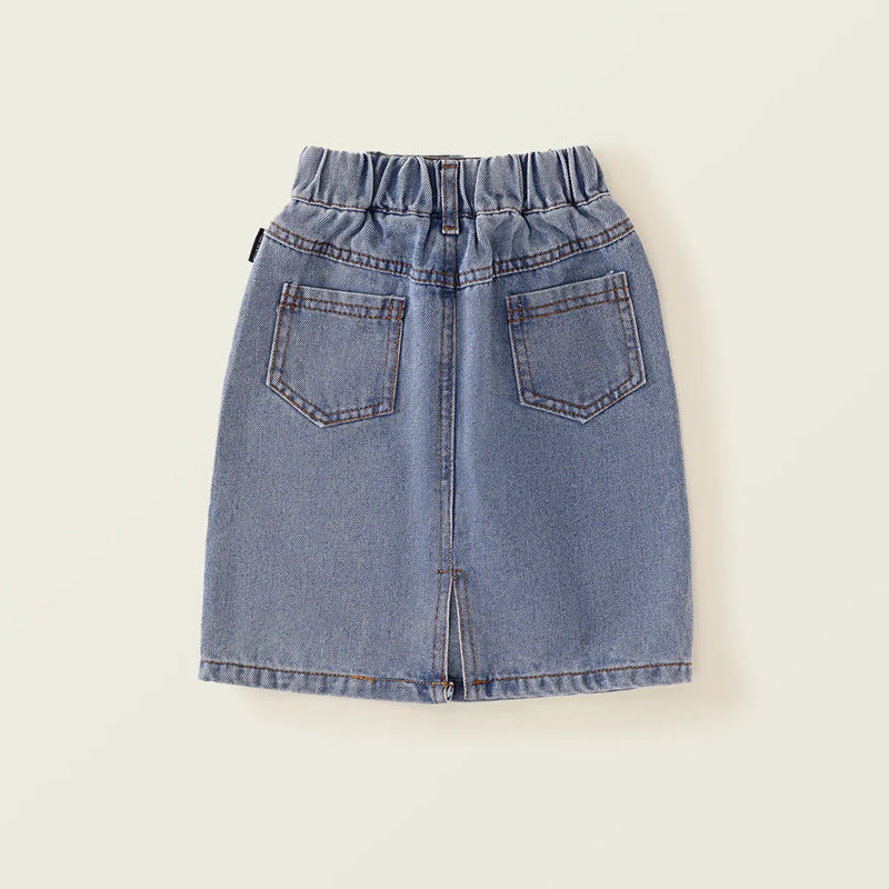 Spring Summer Girls Denim Pencil Skirt Soft Washed Baby Girl High-Waisted Skirt