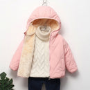 Pink quilted jacket with fur-lined hood on a white background, Obroi