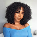 Full Curly Bob Wigs Human Hair Wigs Afro Curly Wigs With Bangs Wear Go Jerry Curly Bob Wigs Human Hair Wigs