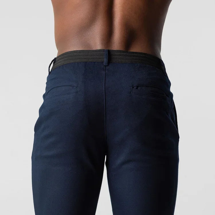 Comfortable Men Long Pants Stylish Slim Fit Ankle Length Casual Soft Breathable Fabric Mid Waist