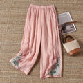 Summer Loose Fit Embroidered Casual Pants Women Female Clothing