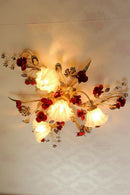 Decorative ceiling light fixture with floral design on a ceiling, Obroi