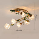 Nordic Room Apartment Chandelier Floral Wedding Pastoral Green Leaf Flower Glass Led Pendent Lamp