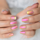 Close-up of hands with colorful nail polish on a neutral background ,Obroi