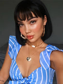 Human Hair Wigs Black Short Pixie Cut Straight Bob With Bangs For Women Remy Hair Glueless Wigs