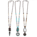 Bohemian Jewelry Stone & Crystal Beaded Chain Pendant Necklaces For Women Festival Gift