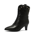 Brogue Design Women Shoes Brown White Pointed Toe Mature Ladies Pumps Retro Ankle Boots