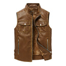 Winter Men Vest Fleece Warm Windbreaker Jackets Men Retro Leather Waistcoats