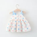 Summer Girls' Dress Fresh Flower Bow Strap Daily Knee Length Cotton Comfortable Dress