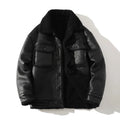 Men Suede Leather Jacket Autumn Winter Warm Thick Casual Outwear Faux Lamb Wool Fur