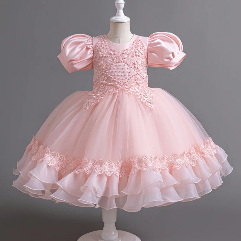 Pearl Mesh Fluffy Dress Christmas Halloween School Party Performance Dress for 3-10 Years