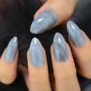 Retro Dark Red False Nails Medium Length Oval Press On Nail Tips Glitter Galaxy Nail Art