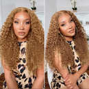 Side-by-side comparison of a woman with styled hair in a room, Obroi