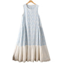 Summer Sweet Embroidered Dress Women Round Neck Casual Sleeveless Dress