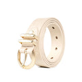 Beige belt with gold buckle on a white background, Obroi