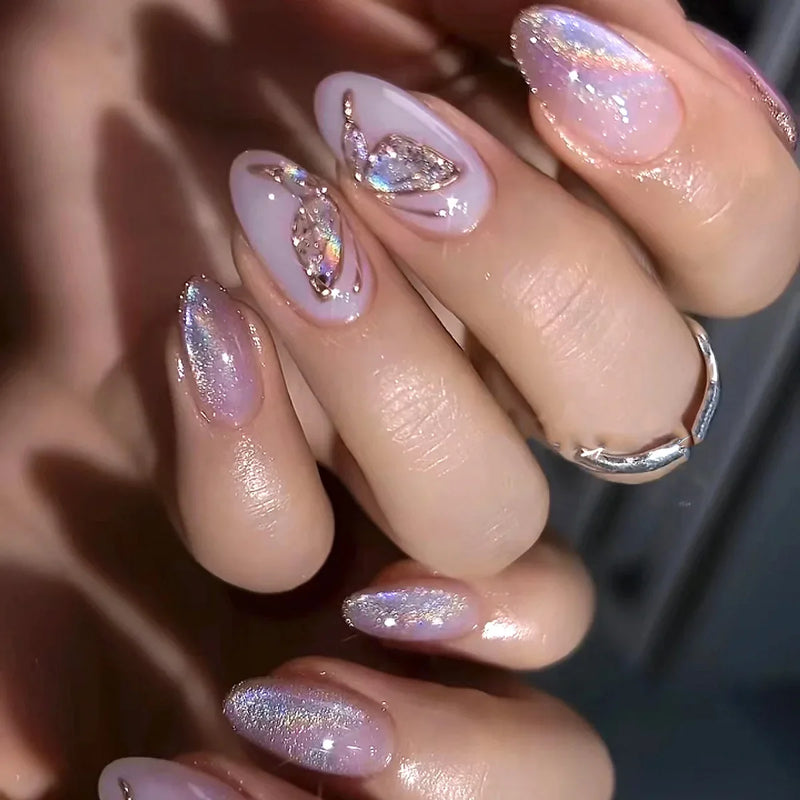 Butterfly Wearable Nail Art Long Square False Nails Detachable Finished Fake Nails Press on Nails