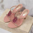 Crystal Designer Sandals Women Open Toe Summer Elegant Slides Banquet Thin Heels Slippers Women
