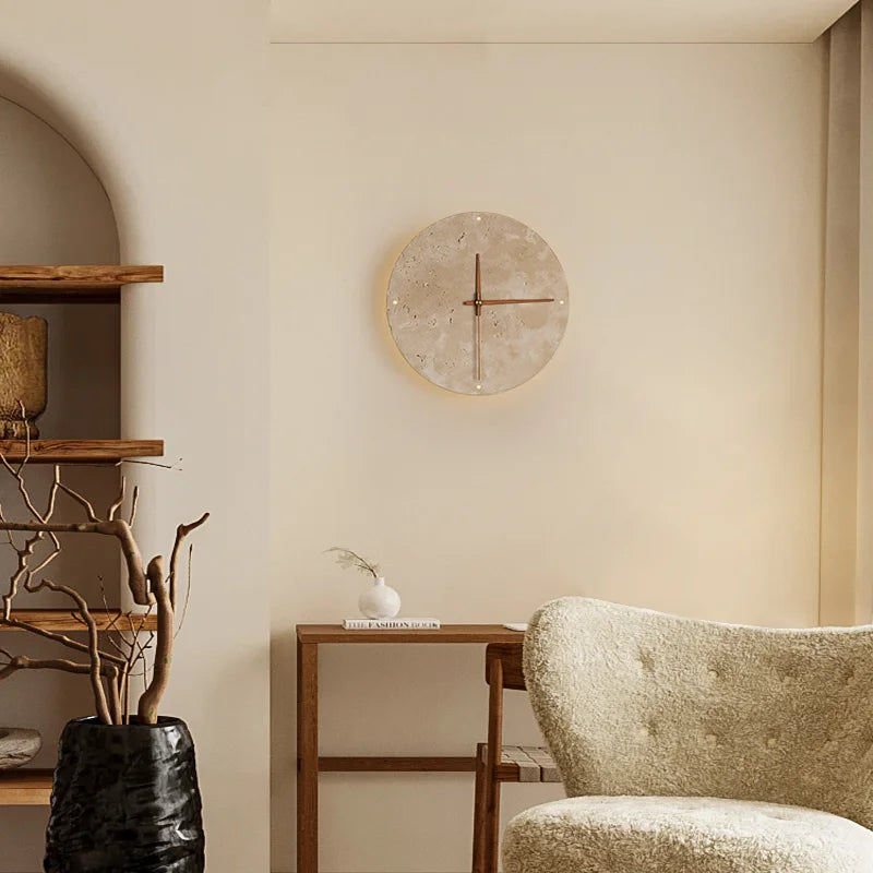 Natural Stone Clock Art Decoration Wall Lamp Interior Wall Lights Bedroom Decor Led Sconce