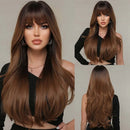 Long Fluffy Wave Blonde Wigs with Bangs Cosplay Natural Ombre Wigs for Women
