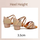 Standard Shoes Woman Ballroom Latin Shoes for Girls/Ladies Low Heel Sandals Soft Suede Sole