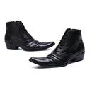 Pointed Toe Dress Shoes Classic Autumn and Winter Brogue Boots Elegant Men Real Leather Derby Boots