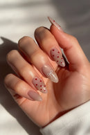Nails Magnetic Press On Nails for Wedding Parties Reusable Resin Long Almond Tips Glossy Red Polka Dot Bows