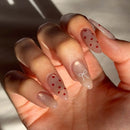 Nails Magnetic Press On Nails for Wedding Parties Reusable Resin Long Almond Tips Glossy Red Polka Dot Bows